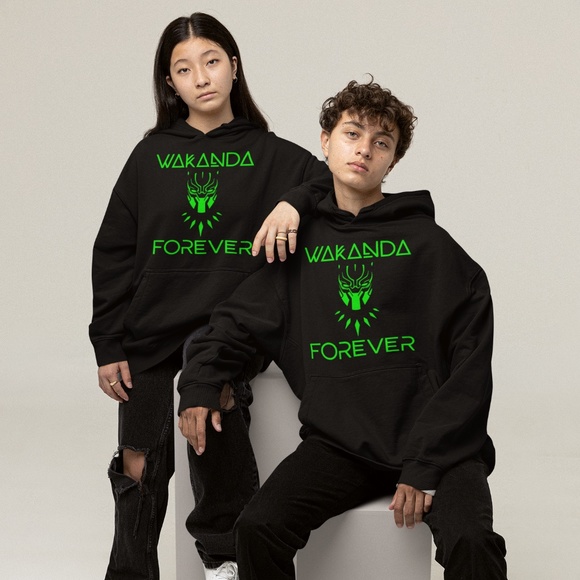 WAKANDA FOREVER NEON GREEN: DESIGN; UNISEX CUSTOM HOODIE - Picture 3 of 3